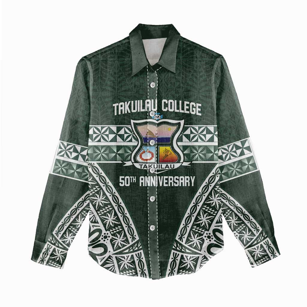 Personalised Tonga Takuilau College Women Casual Shirt 50th Anniversary Ngatu Kupesi - Polynesian Pride