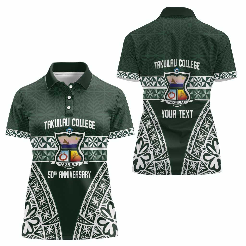 Personalised Tonga Takuilau College Women Polo Shirt 50th Anniversary Ngatu Kupesi - Polynesian Pride