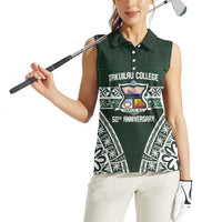 Personalised Tonga Takuilau College Women Sleeveless Polo Shirt 50th Anniversary Ngatu Kupesi - Polynesian Pride