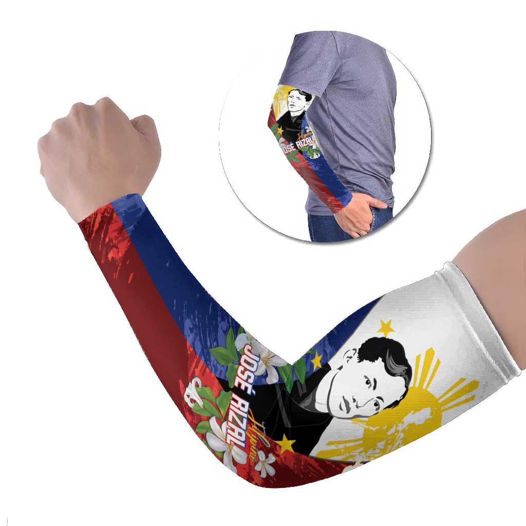 Philippines Rizal Day Arm Sleeves Filipino Sampaguita Grunge Style - Polynesian Pride