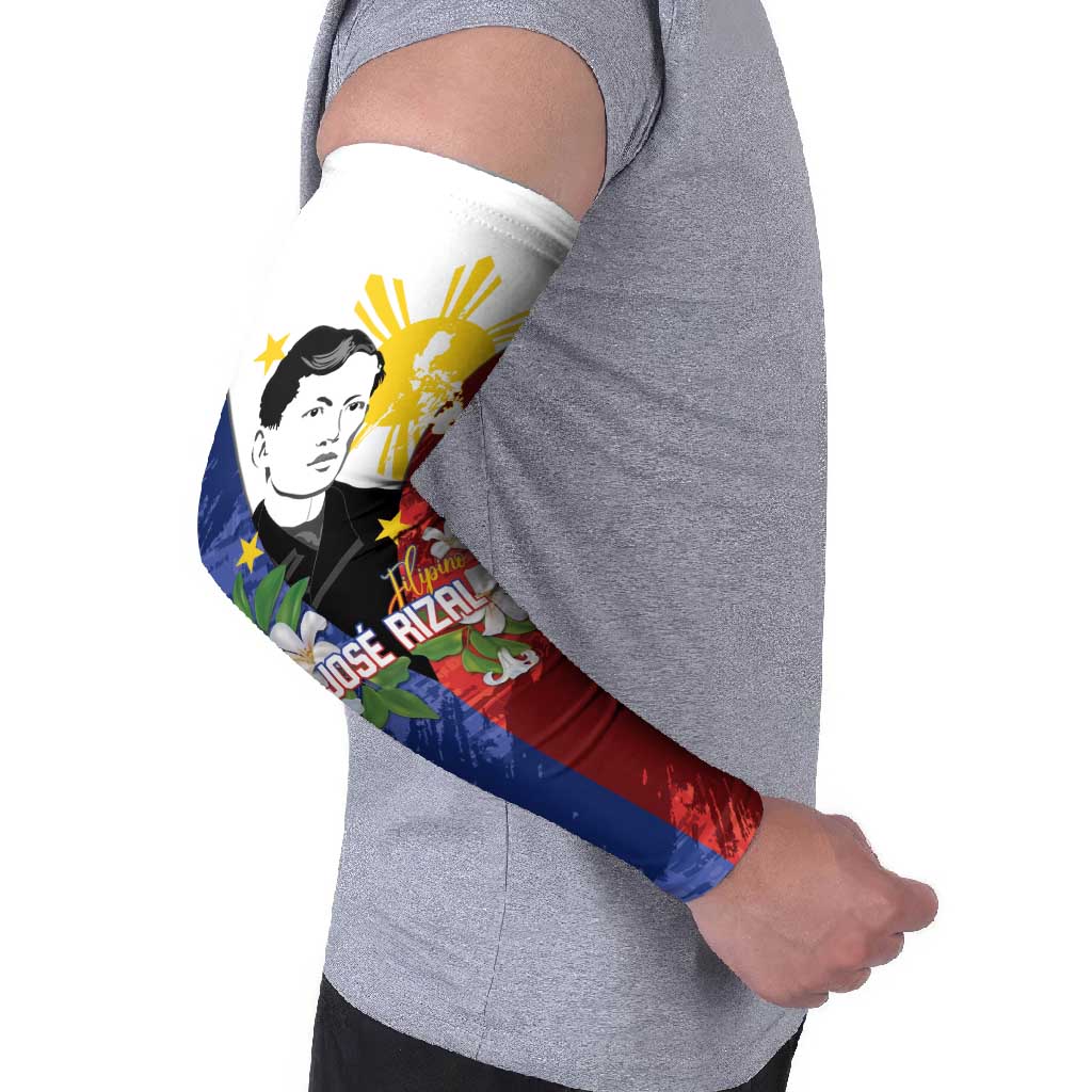 Philippines Rizal Day Arm Sleeves Filipino Sampaguita Grunge Style - Polynesian Pride