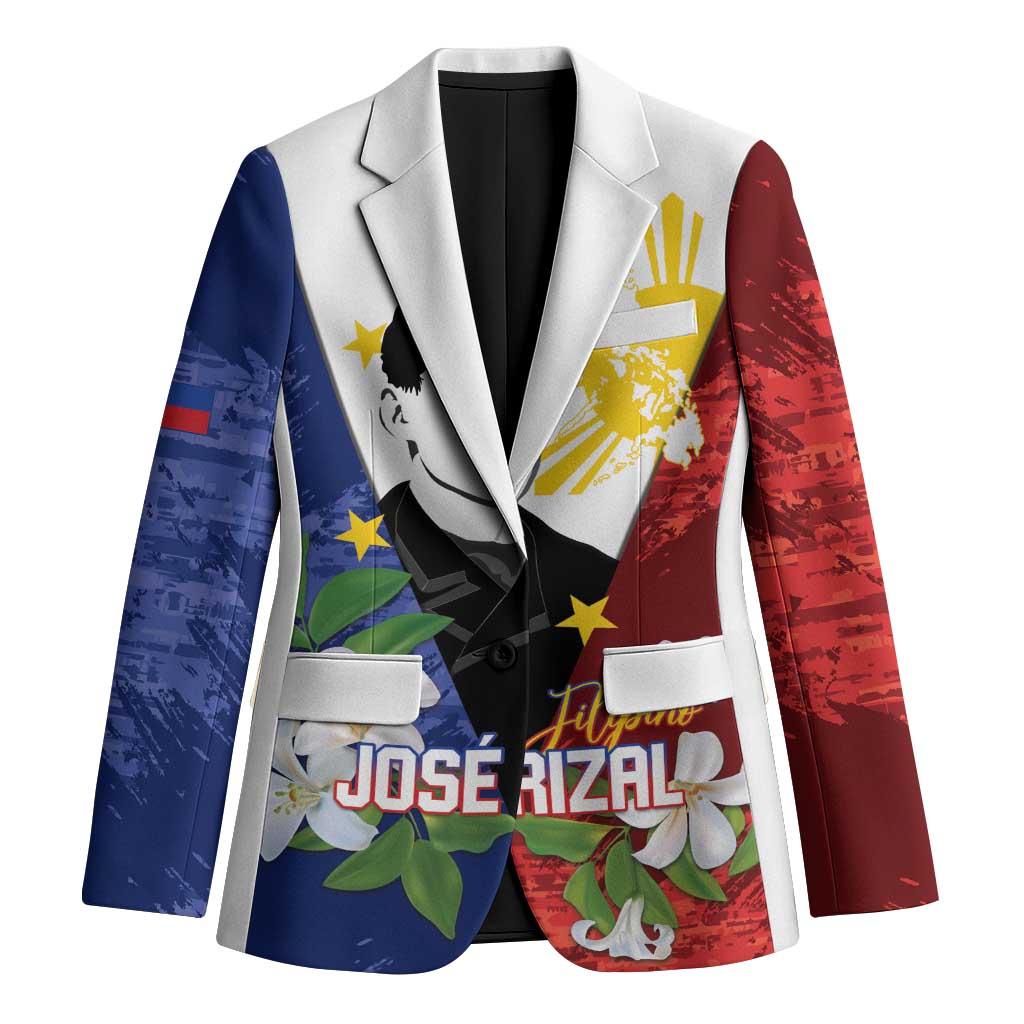 Philippines Rizal Day Blazer Filipino Sampaguita Grunge Style - Polynesian Pride