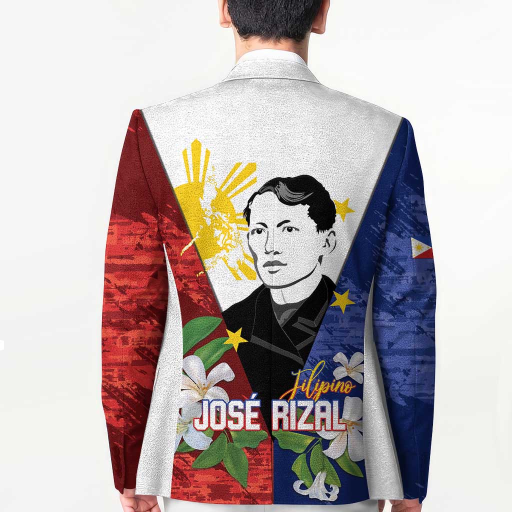 Philippines Rizal Day Blazer Filipino Sampaguita Grunge Style - Polynesian Pride