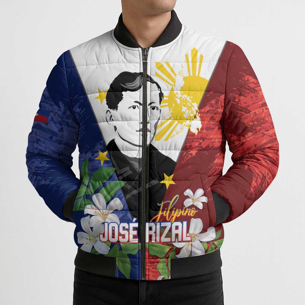 Philippines Rizal Day Bomber Puffer Jacket Filipino Sampaguita Grunge Style - Polynesian Pride