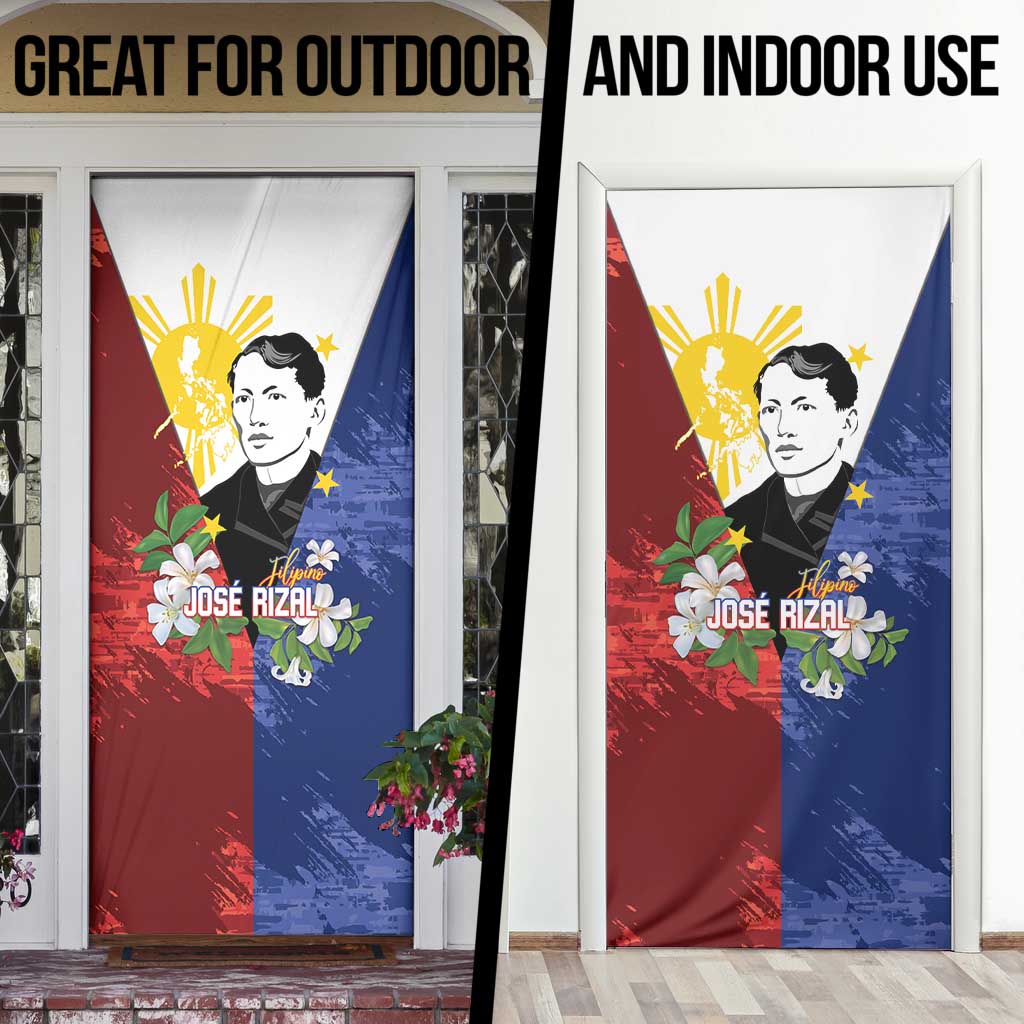 Philippines Rizal Day Door Cover Filipino Sampaguita Grunge Style - Polynesian Pride