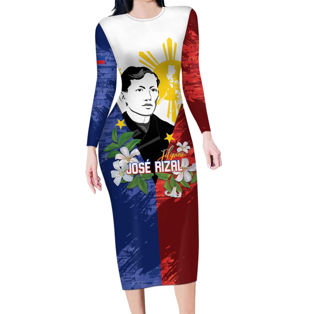 Philippines Rizal Day Family Matching Long Sleeve Bodycon Dress and Hawaiian Shirt Filipino Sampaguita Grunge Style - Polynesian Pride