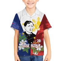 Philippines Rizal Day Family Matching Off The Shoulder Long Sleeve Dress and Hawaiian Shirt Filipino Sampaguita Grunge Style - Polynesian Pride
