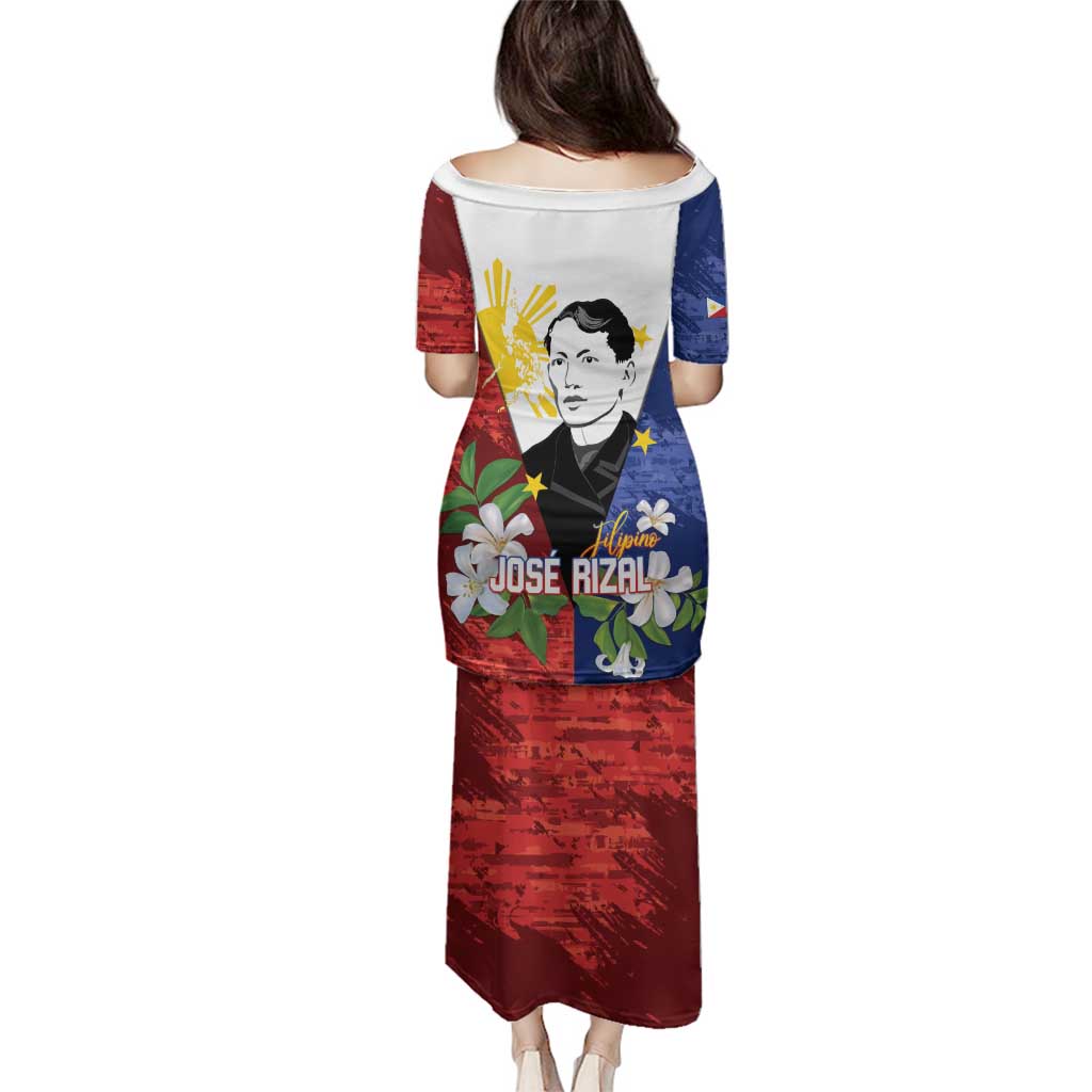 Philippines Rizal Day Family Matching Puletasi and Hawaiian Shirt Filipino Sampaguita Grunge Style - Polynesian Pride