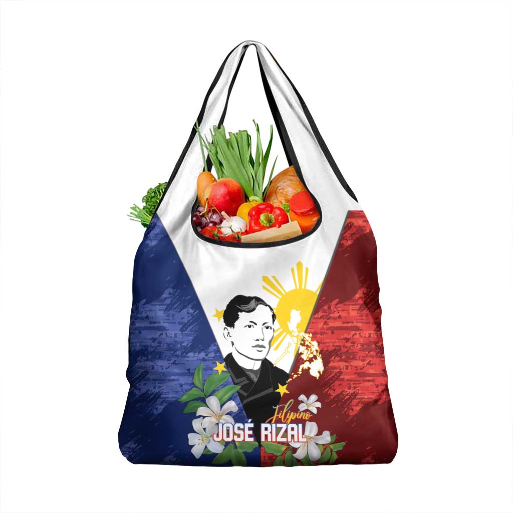 Philippines Rizal Day Grocery Bag Filipino Sampaguita Grunge Style - Polynesian Pride