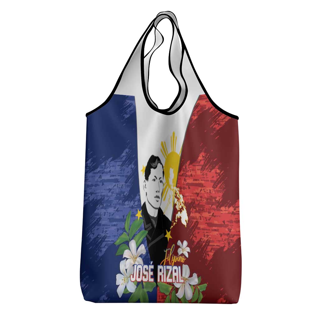 Philippines Rizal Day Grocery Bag Filipino Sampaguita Grunge Style - Polynesian Pride