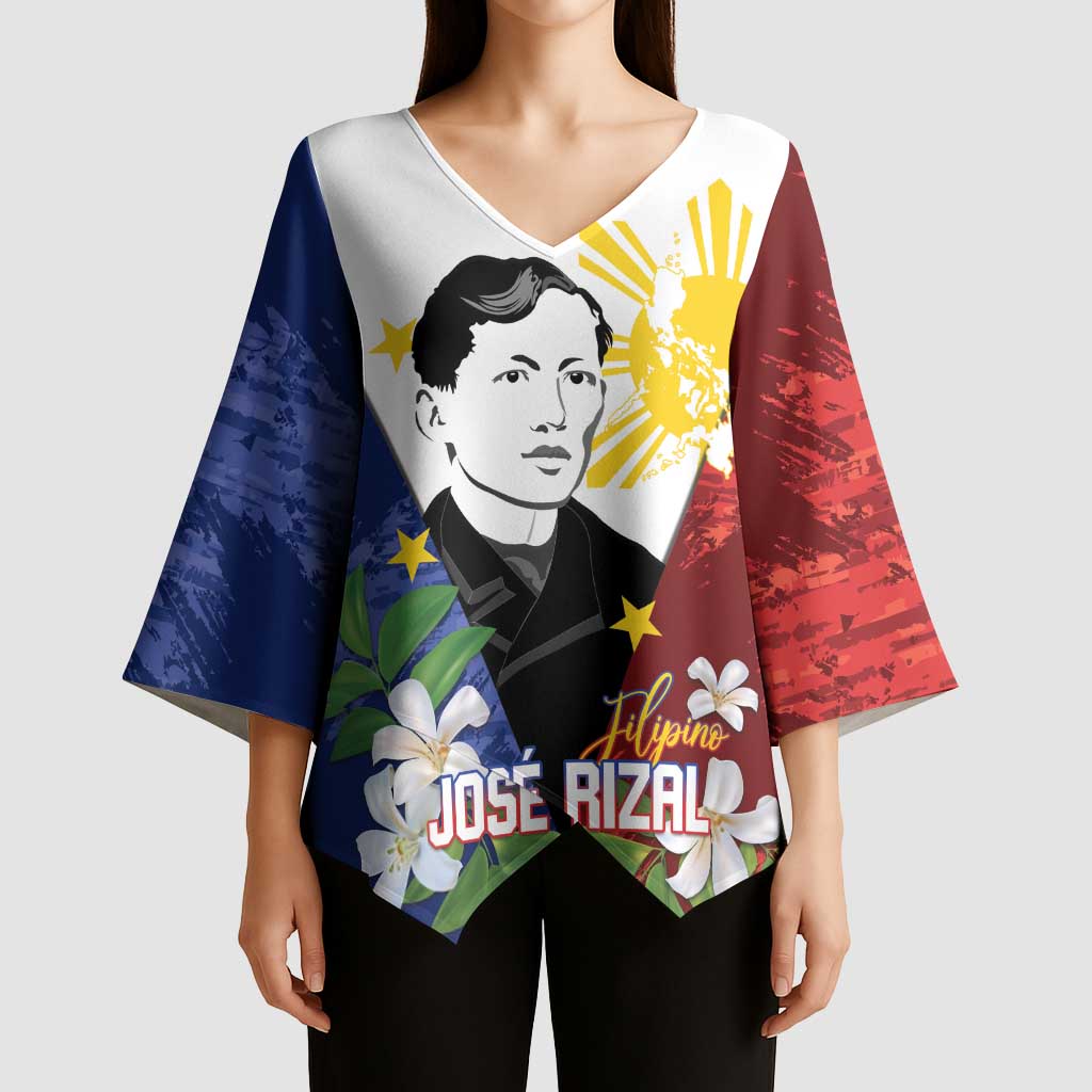 Philippines Rizal Day Kimono Sleeve Blouse Filipino Sampaguita Grunge Style - Polynesian Pride