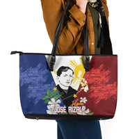 Philippines Rizal Day Leather Tote Bag Filipino Sampaguita Grunge Style - Polynesian Pride
