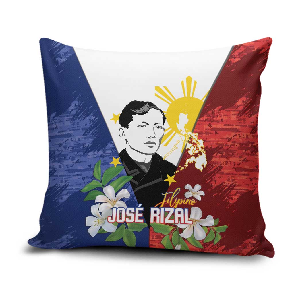 Philippines Rizal Day Pillow Cover Filipino Sampaguita Grunge Style - Polynesian Pride