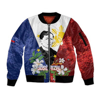 Philippines Rizal Day Sleeve Zip Bomber Jacket Filipino Sampaguita Grunge Style - Polynesian Pride