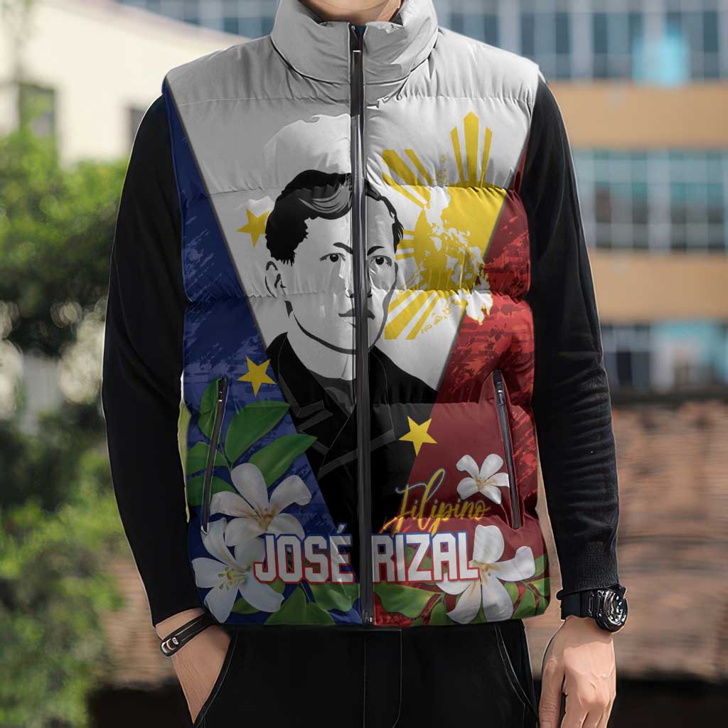 Philippines Rizal Day Sleeveless Puffer Jacket Filipino Sampaguita Grunge Style - Polynesian Pride