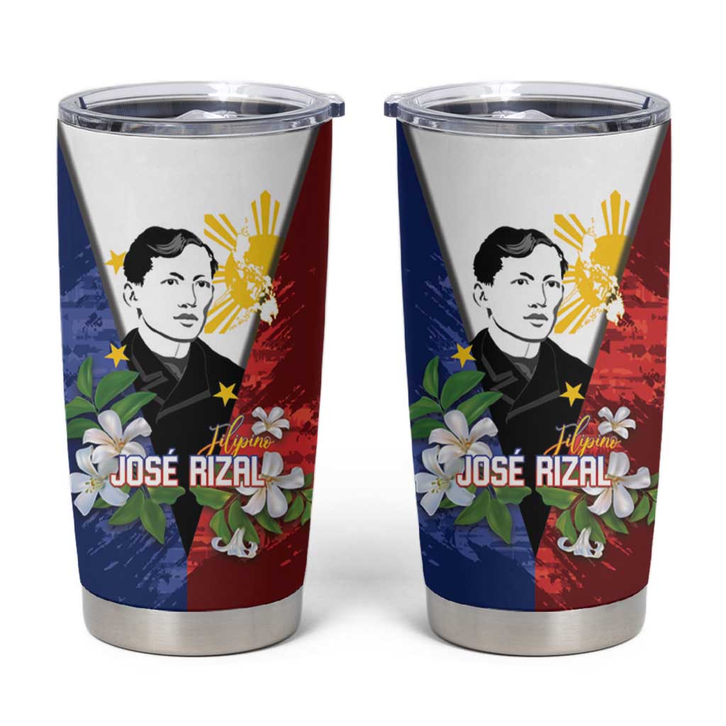 Philippines Rizal Day Tumbler Cup Filipino Sampaguita Grunge Style - Polynesian Pride