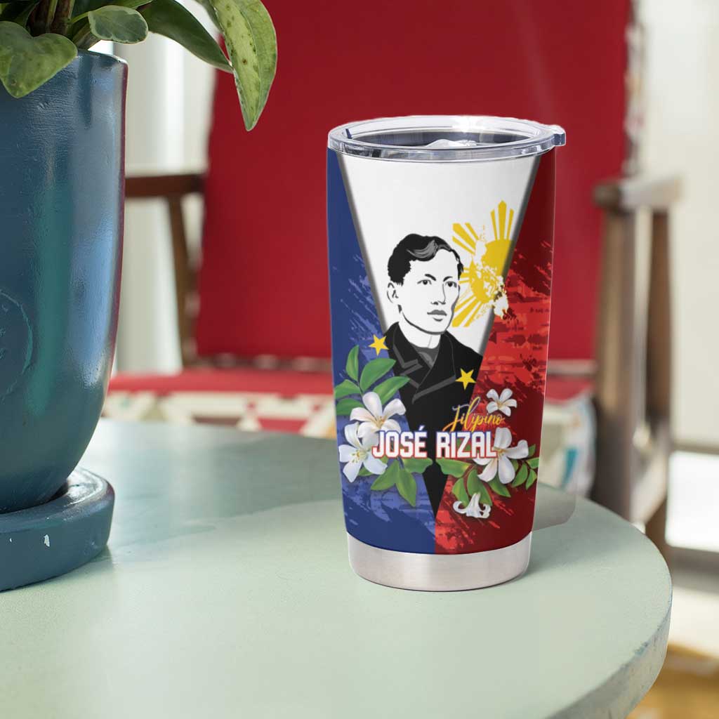 Philippines Rizal Day Tumbler Cup Filipino Sampaguita Grunge Style - Polynesian Pride