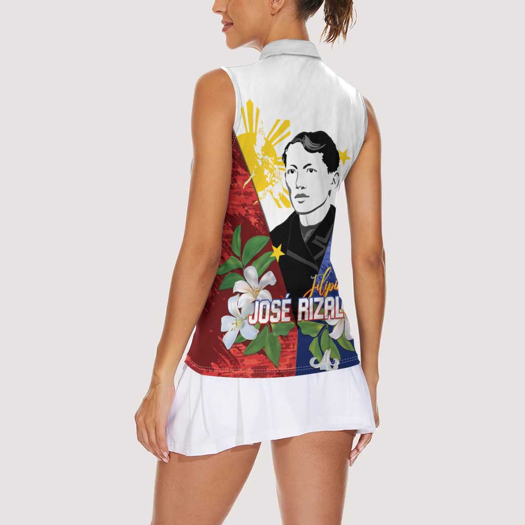 Philippines Rizal Day Women Sleeveless Polo Shirt Filipino Sampaguita Grunge Style - Polynesian Pride