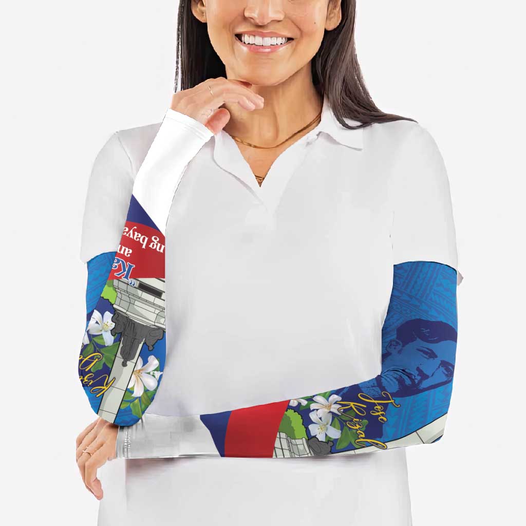 Philippines Rizal Day Arm Sleeves Filipino Motto Stella Polynesian Pattern - Polynesian Pride