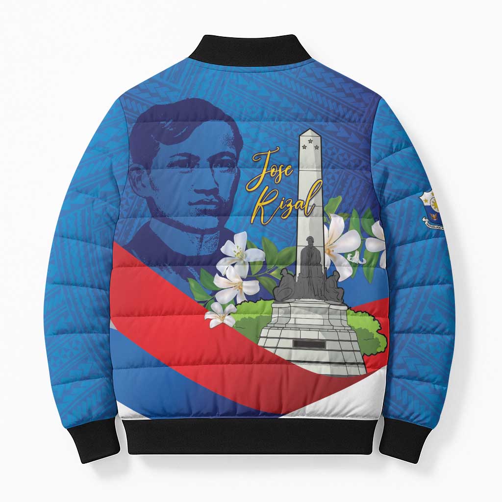 Philippines Rizal Day Bomber Puffer Jacket Filipino Motto Stella Polynesian Pattern - Polynesian Pride
