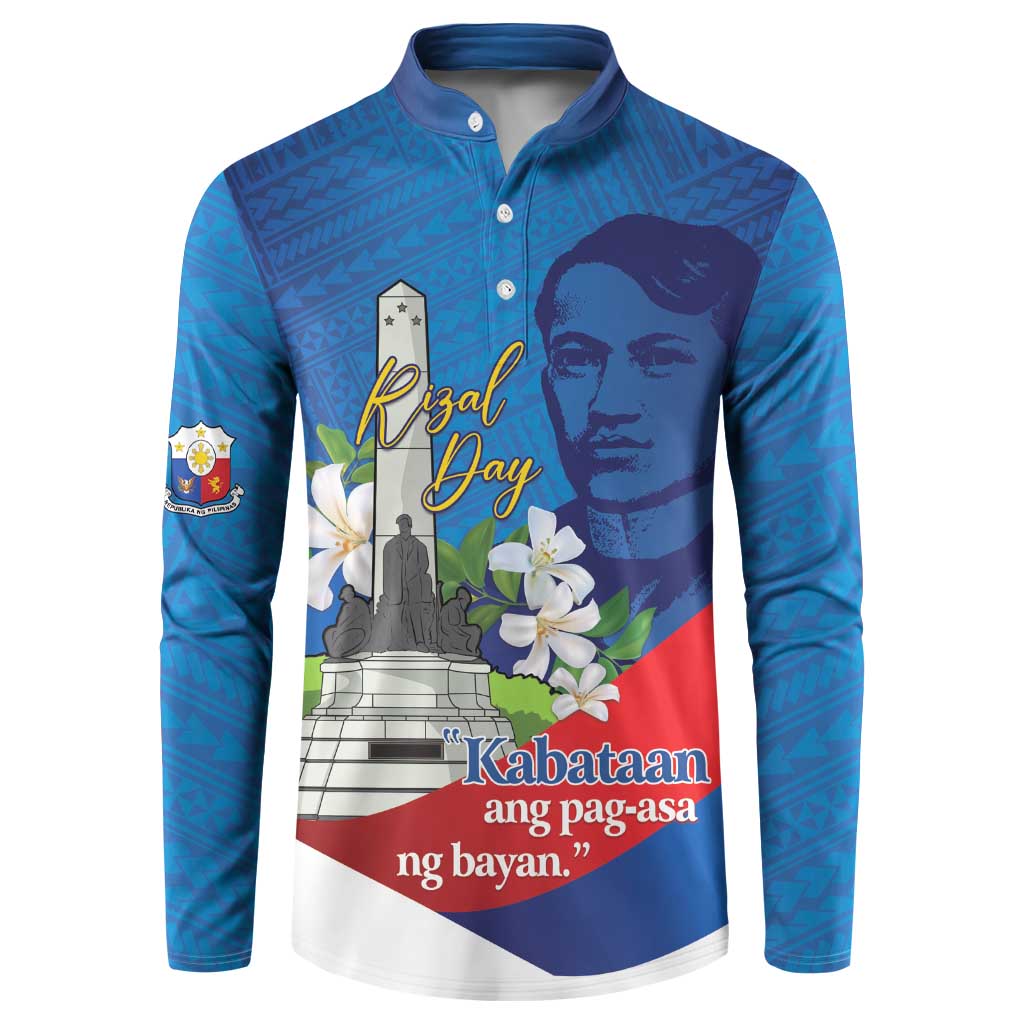 Philippines Rizal Day Button Sweatshirt Filipino Motto Stella Polynesian Pattern - Polynesian Pride