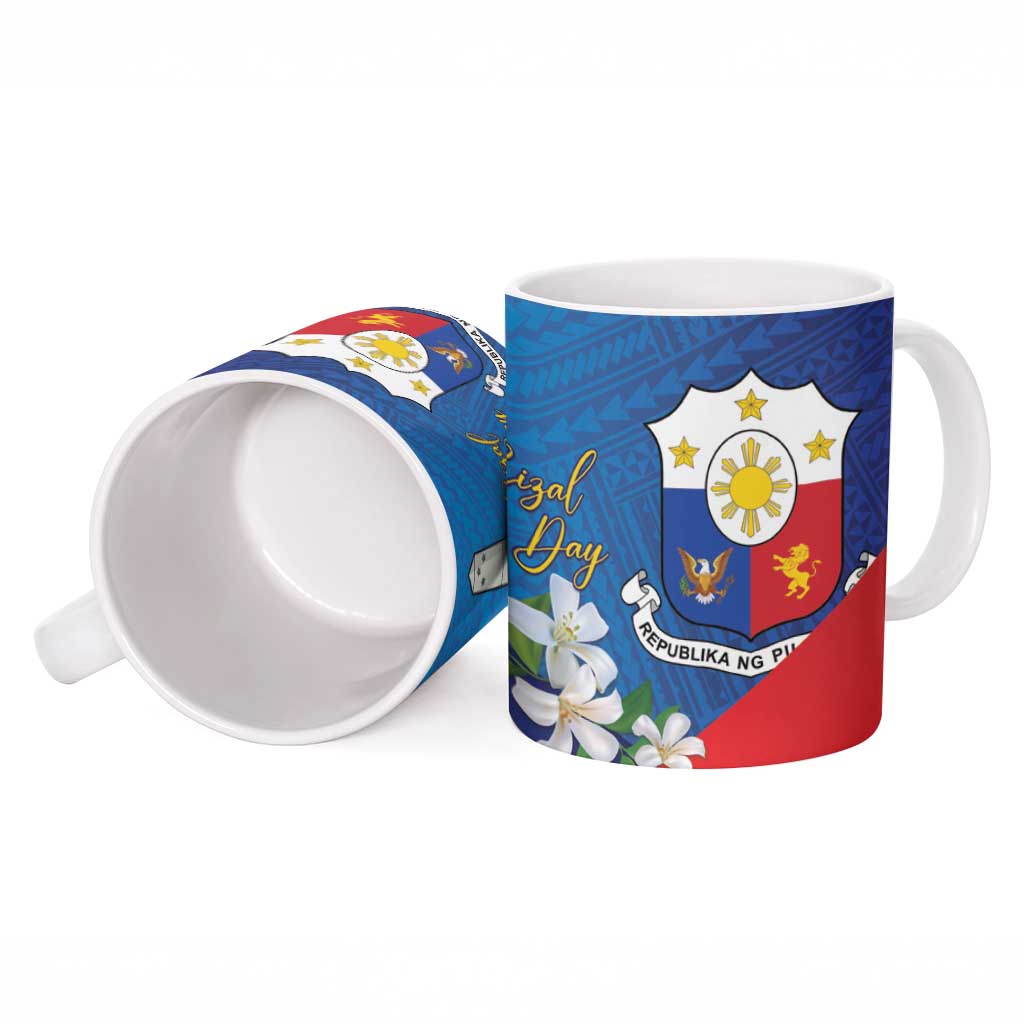 Philippines Rizal Day Ceramic Mug Filipino Motto Stella Polynesian Pattern - Polynesian Pride