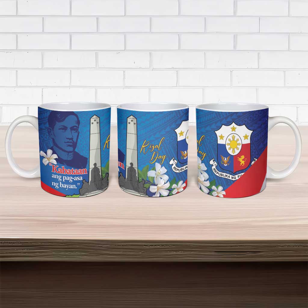 Philippines Rizal Day Ceramic Mug Filipino Motto Stella Polynesian Pattern - Polynesian Pride