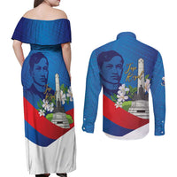 Philippines Rizal Day Couples Matching Off Shoulder Maxi Dress and Long Sleeve Button Shirt Filipino Motto Stella Polynesian Pattern - Polynesian Pride