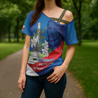 Philippines Rizal Day Cross Shoulder Shirt Filipino Motto Stella Polynesian Pattern - Polynesian Pride