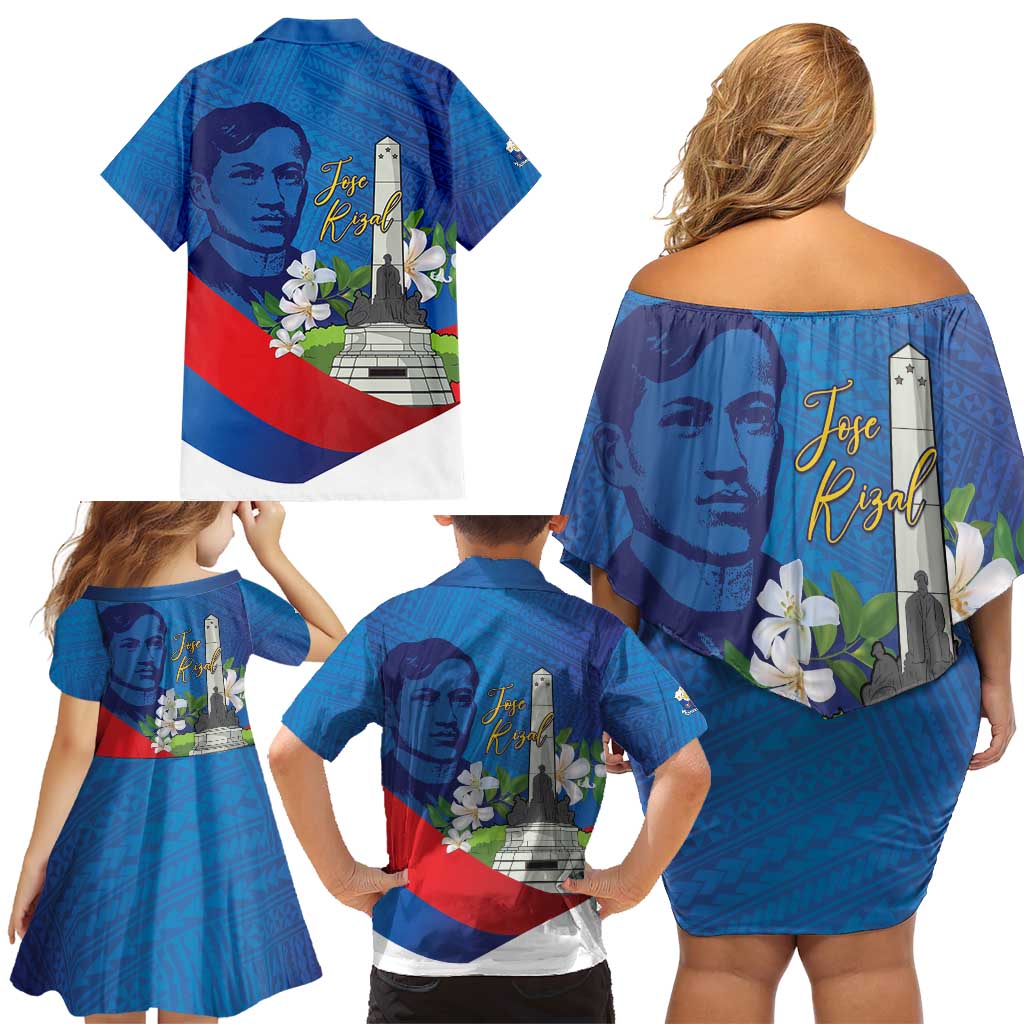 Philippines Rizal Day Family Matching Off Shoulder Short Dress and Hawaiian Shirt Filipino Motto Stella Polynesian Pattern - Polynesian Pride