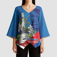 Philippines Rizal Day Kimono Sleeve Blouse Filipino Motto Stella Polynesian Pattern - Polynesian Pride