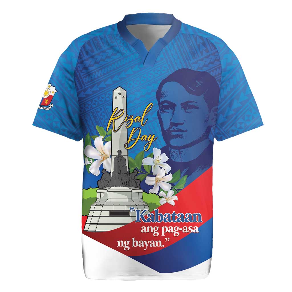 Philippines Rizal Day Rugby Jersey Filipino Motto Stella Polynesian Pattern - Polynesian Pride
