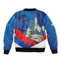 Philippines Rizal Day Sleeve Zip Bomber Jacket Filipino Motto Stella Polynesian Pattern - Polynesian Pride