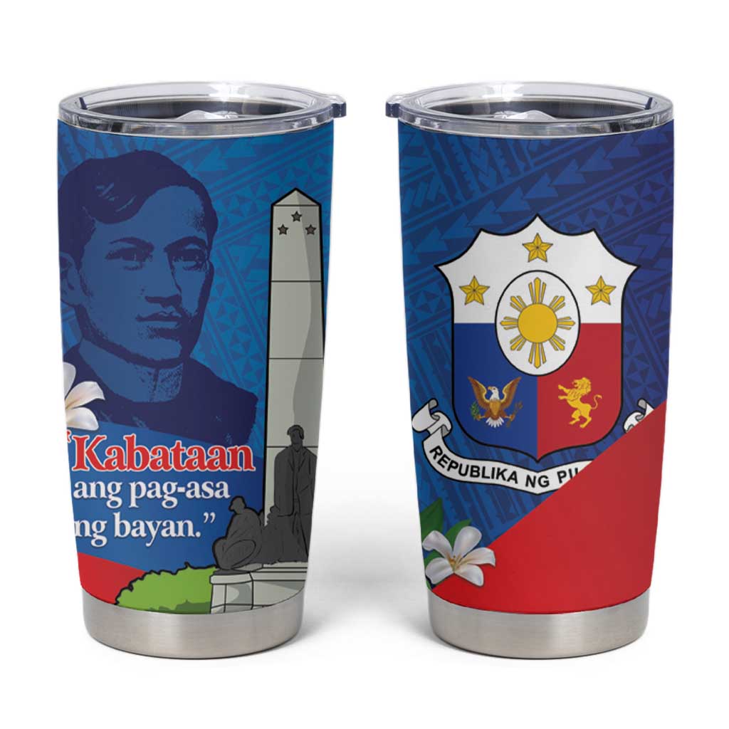 Philippines Rizal Day Tumbler Cup Filipino Motto Stella Polynesian Pattern - Polynesian Pride
