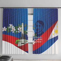 Philippines Rizal Day Window Curtain Filipino Motto Stella Polynesian Pattern - Polynesian Pride