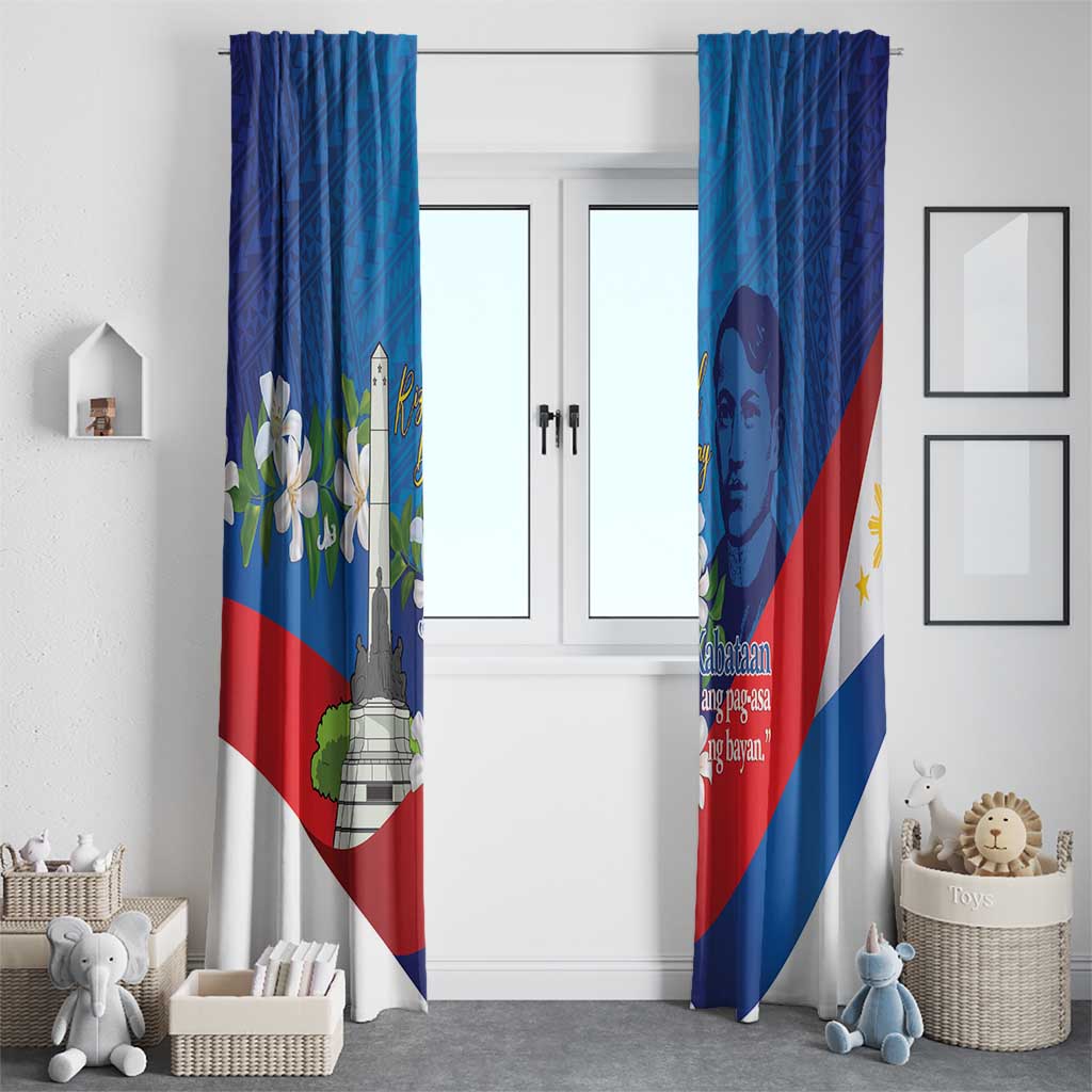 Philippines Rizal Day Window Curtain Filipino Motto Stella Polynesian Pattern - Polynesian Pride