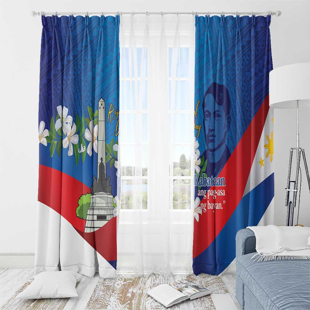 Philippines Rizal Day Window Curtain Filipino Motto Stella Polynesian Pattern - Polynesian Pride