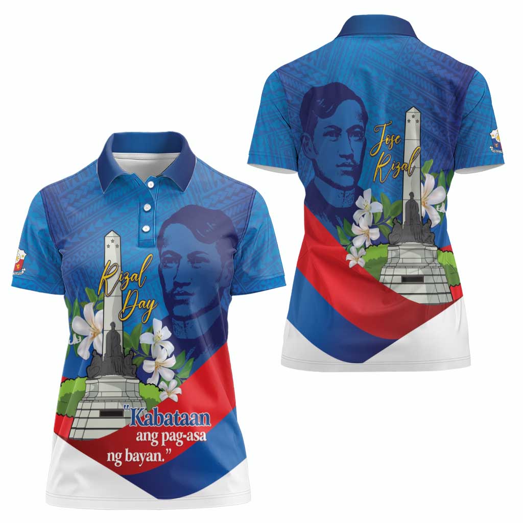 Philippines Rizal Day Women Polo Shirt Filipino Motto Stella Polynesian Pattern - Polynesian Pride