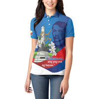 Philippines Rizal Day Women Polo Shirt Filipino Motto Stella Polynesian Pattern - Polynesian Pride