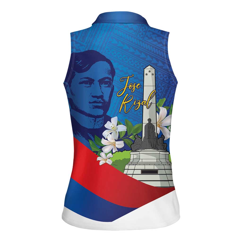 Philippines Rizal Day Women Sleeveless Polo Shirt Filipino Motto Stella Polynesian Pattern - Polynesian Pride