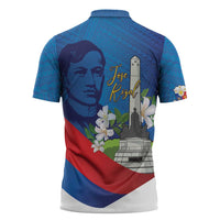 Philippines Rizal Day Zipper Polo Shirt Filipino Motto Stella Polynesian Pattern - Polynesian Pride