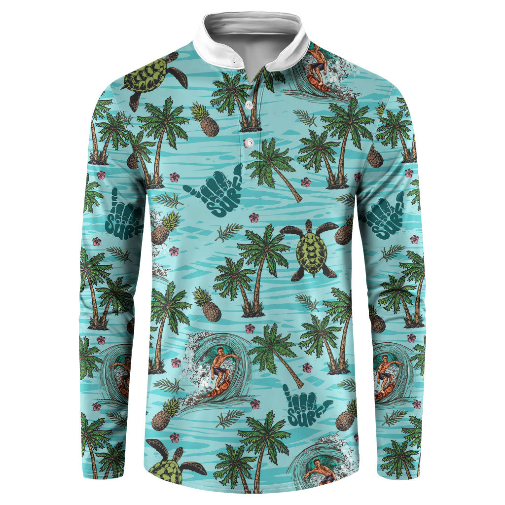 Aloha Hawaii Surfing Tropical Seamless Button Sweatshirt