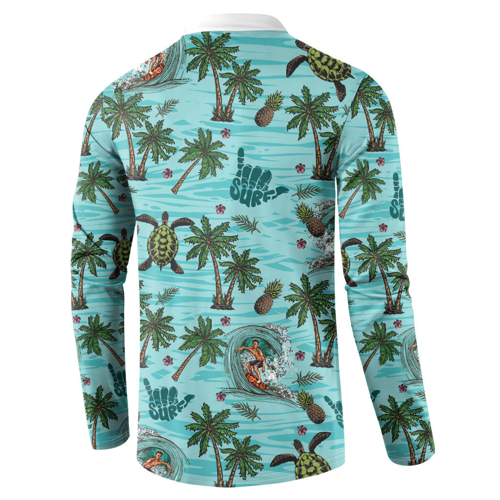 Aloha Hawaii Surfing Tropical Seamless Button Sweatshirt LT14 - Polynesian Pride