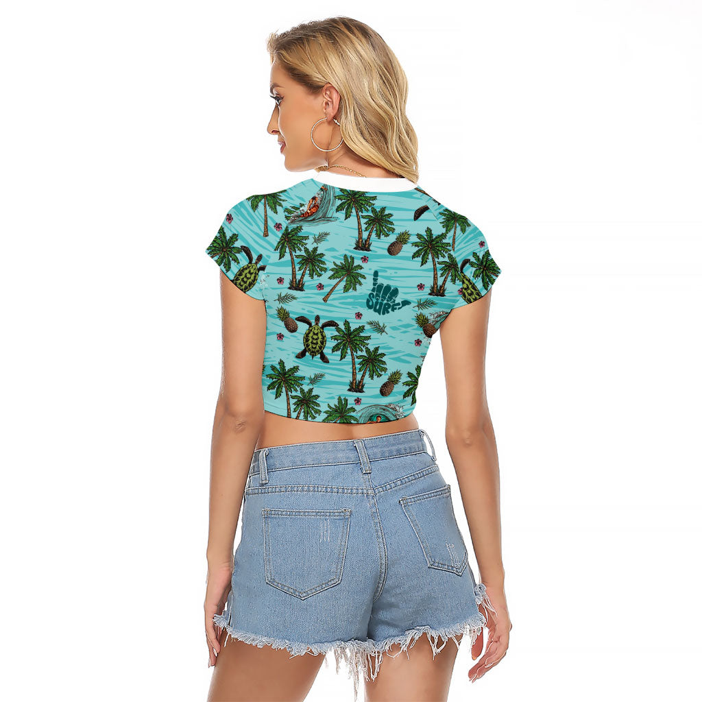 Aloha Hawaii Surfing Tropical Seamless Raglan Cropped T Shirt LT14 - Polynesian Pride