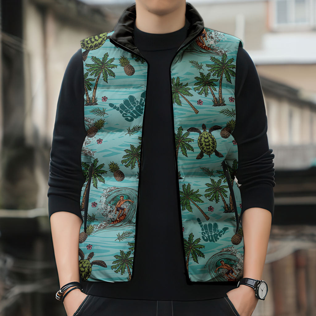 Aloha Hawaii Surfing Tropical Seamless Sleeveless Puffer Jacket LT14 - Polynesian Pride