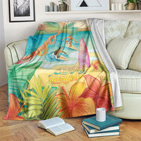 Surfing Paradise Hawaii Blanket Tropical Flowers Beachy Vibes LT14 Multicolor - Polynesian Pride
