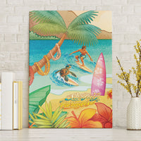 Surfing Paradise Hawaii Canvas Wall Art Tropical Flowers Beachy Vibes LT14 Without Frame Multicolor - Polynesian Pride
