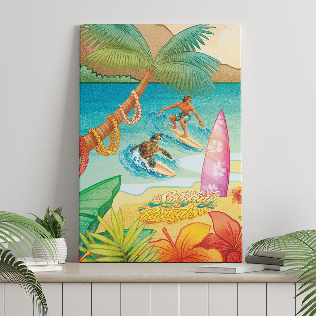 Surfing Paradise Hawaii Canvas Wall Art Tropical Flowers Beachy Vibes LT14 - Polynesian Pride