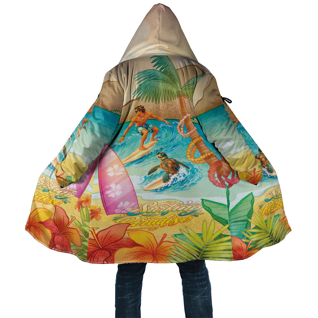 Surfing Paradise Hawaii Cloak Tropical Flowers Beachy Vibes LT14 Unisex Multicolor - Polynesian Pride