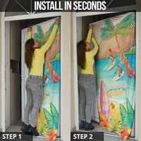 Surfing Paradise Hawaii Door Cover Tropical Flowers Beachy Vibes LT14 - Polynesian Pride